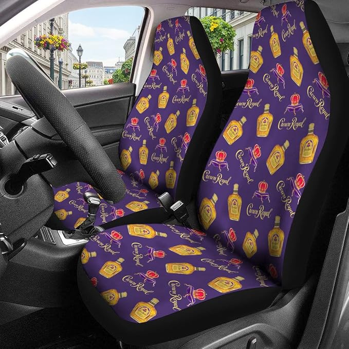 GENANY Royal Whisky Car Seat Covers Set of 2, Breathable Front Seat Covers for Truck Sedan SUV, Purple Car Accessories, Wine Themed Gift for Women Men