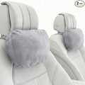 2PCS Car Pillow for Car Neck Pillow for Driving Seat Neck Support Soft Cushion Back Support Head-Rests for Vehicle Sleeping with Elastic Adjustment Strap (Grey, Head)