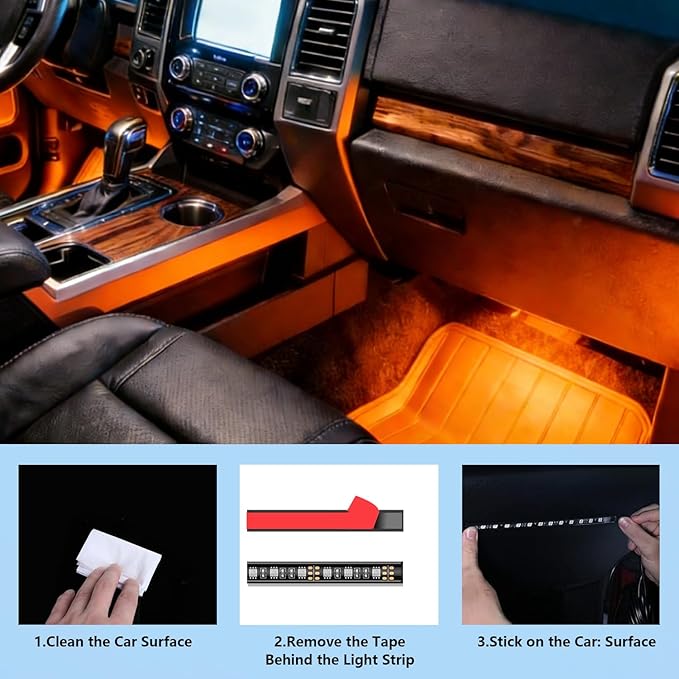 LED Lights for Car,Ambient Lights for Car,Car Footwell Lights,Car Ambient Light,16 Million Colors Music Sync,DIY Mode Multicolor LED Interior Lights for Cars,Trucks,SUVs,12V Power