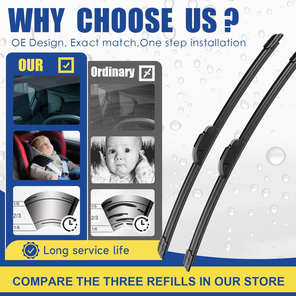 3 wipers Replacement for 2016-2020 2021 2022 Honda HRV HR-V, Windshield Wiper Blades Original Equipment Replacement - 26"/18"/10" (Set of 3) U/J HOOK