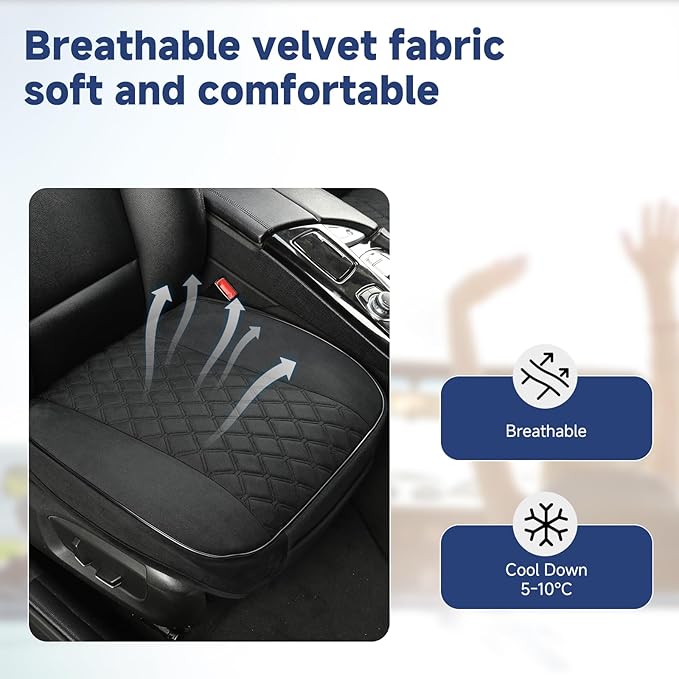 West Llama Front Car Seat Cover Protector, Comfortable Velvet Bottom Seat Cover Fits 95% of Vehicles,Cars,SUVs,Sedans,21.26 × 20.86 Inch(1PC-Black)