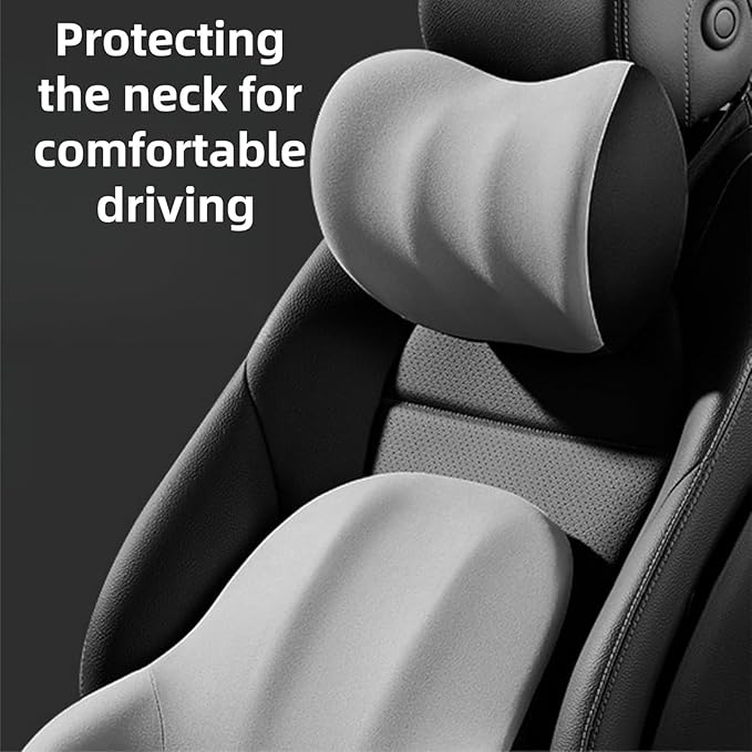 Car Headrest Lumbar Support Cushion for Toyota RAV4 5.Generation RAV4 Hybrid PHEV/RAV4 Prime 2018-2022, Ergonomic Seat Headrest Cushion for Neck Back Pain Relief Memory Foam Breathable Removable Cover