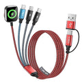Travel Essentials 4in2 Multi Charging Cable for iPhone Watch Charger,USB A/C to 3 Type C/iWatch Charger,Charging Cables for Multiple Devices Compatible with iWatch 11-1/Ultra/SE&iPhone 17-12 5FT