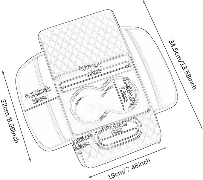 Car Center Console Pad PU Leather Armrest Organizer with Tissue Box Slot for Vehicles, Style G