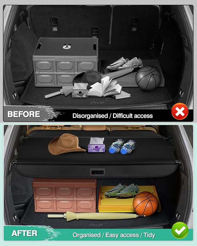 Powerty Retractable Cargo Cover for 2019-2023 Jeep Cherokee(NOT for Grand Cherokee), Canvas Texture Trunk Cover Privacy Screen Rear Security Shade for Cherokee Accessories (with Extented Cover)