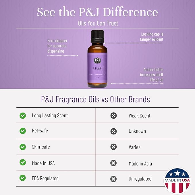 P&J Trading Fragrance Oil | Lilac Oil 30ml - Candle Scents for Candle Making, Freshie Scents, Soap Making Supplies, Diffuser Oil Scents