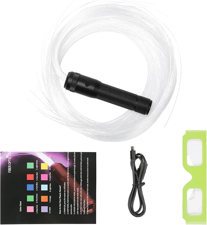 LED Whip Lights, Fiber Optic Whip for Dancing, with 40 Color Effect Mode and 360°Swivel, Rechargeable Rave Light for Parties, Rave Party, Carnival Activities