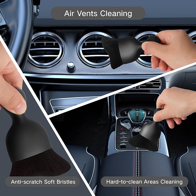 Qydipclin 7pcs Windshield Cleaner Tool Car Window Cleaning Wash Kit with 4 Reusable Microfiber Pads 1 Spray Bottle and Extendable Handle Auto Glass Wiper Kit, Gray