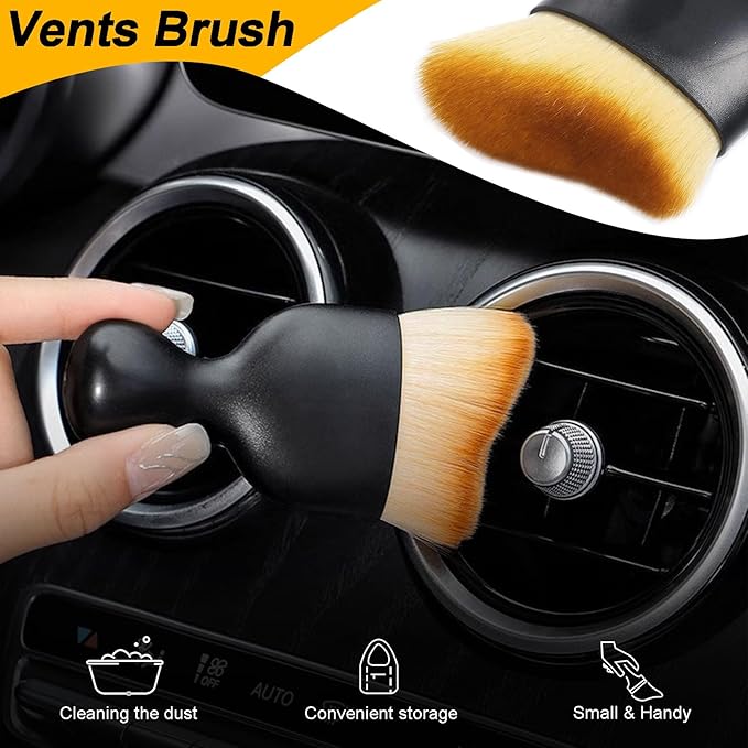 7 PCS detailing brush set for Cleaning Interior or Exterior, Durable Boars Bristle Detailing Brushes, detailing brush set,car detailing brushes for Emblem, Air Vents, Wheels, Leather Upholstery Seat