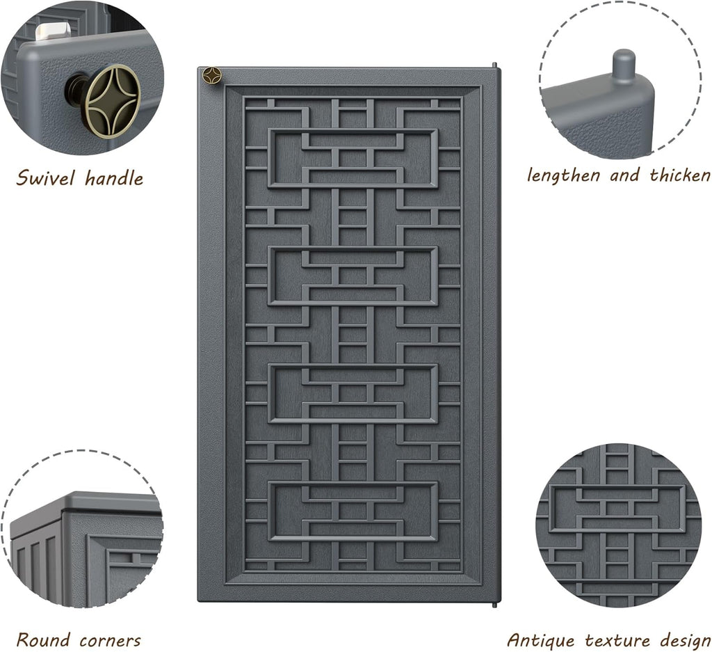 Indoor Outdoor Storage Cabinet Waterproof with Shelf,Plastic Storage Sheds Outdoor Cabinets for Patio/Garden/Backyard, Size 34.3''L*15''W*36.2''H（Gray）