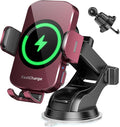 BothLin Wireless Car Charger, Fast Charging Phone Holder 3 in 1 Phone Mount Auto Clamping Car Accessories Compatible with iPhone 17 16 15 14 13 12 11 Xs XR, Samsung S23 Ultra S22 S21 S20(Deep Red)