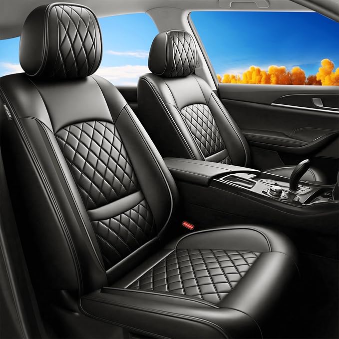 Fit for Santa Cruz Seat Covers Compatible with Hyundai Santa Cruz 2022-2026 - Waterproof Breathable Leather Automotive Seat Cushions Protector,Airbag Compatible,Only 2 front seat covers(Black)