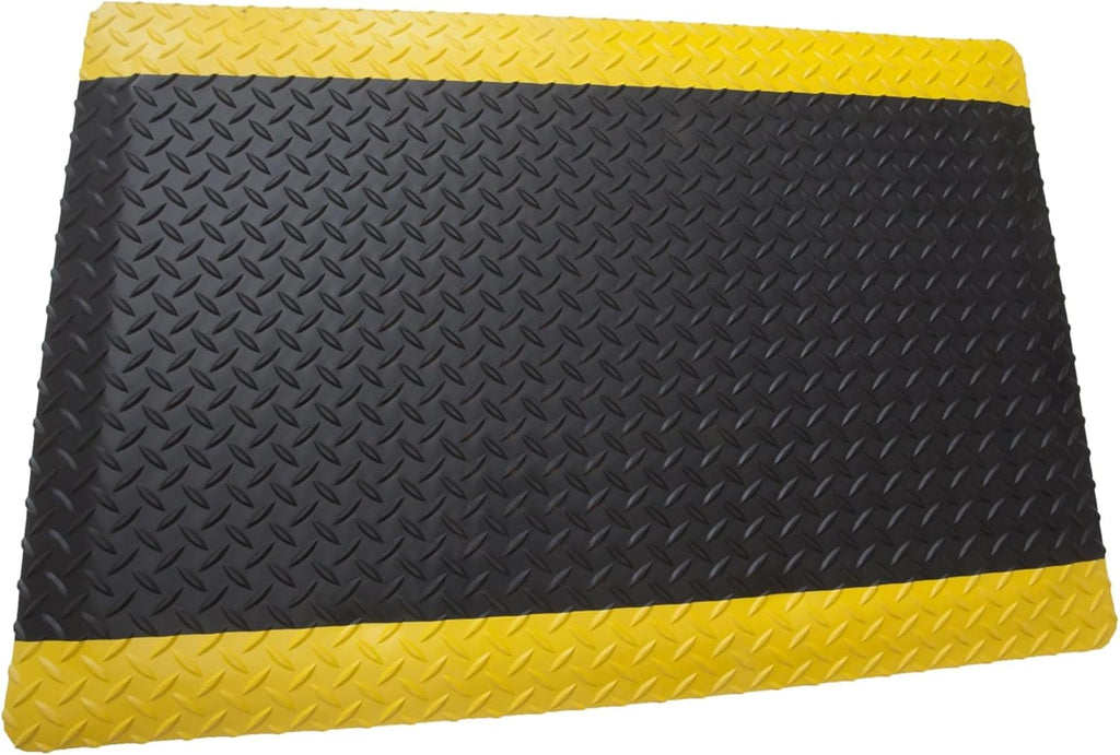 Rhino Mats, American Classic Diamond Anti-Fatigue Mats, Industrial Ergonomic Comfort Standing Mat for Work, Home, Garage, Office, Kitchen or Anywhere (Black/Yellow 9/16" Thick, 2 FT. x 7 FT.)
