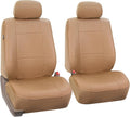 FH Group Automotive Car Seat Cover Premium PU Leather Front Pair Set Seat Covers Airbag Compatible Easy to Install with Air Freshener - Universal Fit for Cars Trucks and SUVs (Beige) PU002102