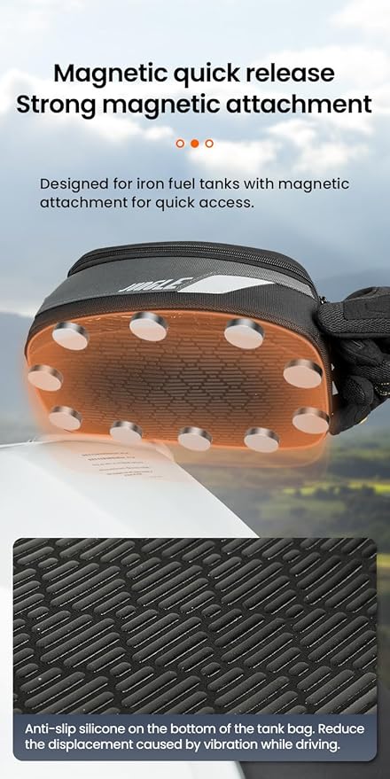 Loboo Motorcycle Tank Bag Expandable Motorcycle Bag, Magnetic Suction Quick Release ，Compatible With CFMOTO 400GT 250CL-X 450SR 450NK (BTB03, Tank Bag Base Adapter 601)