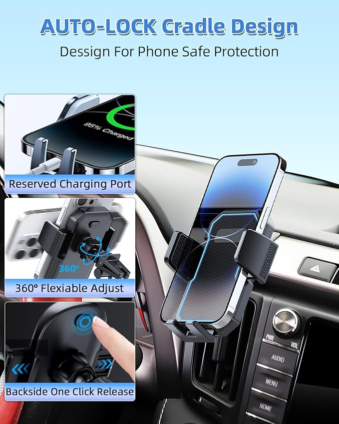 PZK Car Phone Mount for L-EXUS RX 350/ RX 450h 2010 2011 2012 2013 2014 2015 Accessories Custom Air Vent Auto Lock Button Release Car Phone Holder 360° Rotation Cell Phone Automobile Cradles
