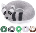H HOMEWINS Travel Pillow for Kids,Cute Animal Neck Pillow for Boys Girls,Soft Neck Head Chin Support Pillow,Travel Accessories for Airplane, Car, Train,Recline(Raccoon)