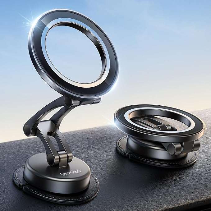 Lamicall for MagSafe Car Mount [All-Metal] Magnetic Phone Holder for Your Car, [Flexible Three-axis] Cell Phone Car Mount Dashboard with N55 Strong Magnets for iPhone 16 15 14 13 12 Pro Max Plus Mini