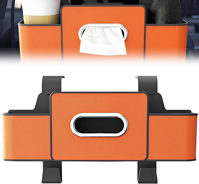 PUSKIU Car Organizer and Storage Box, Car Organizers and Storage Box for Back Seat, Car Organizer Back Seat for Daily Travel (Orange)