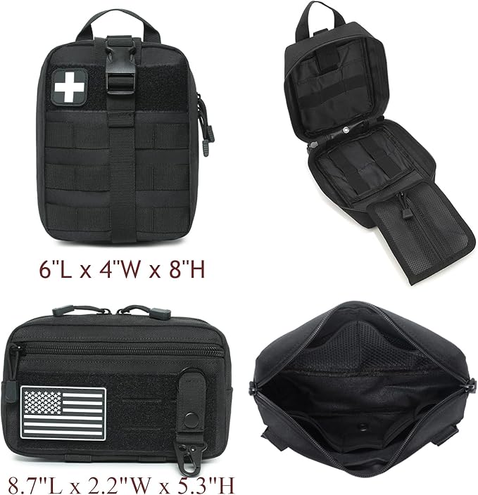 6 Pack Tactical Molle Car Seat Back Organizer - Tactical Vehicle Panel Organizer with 5 Detachable Molle Pouch,US Flag Patch and Keychain,Great Trunk Accessories for Man
