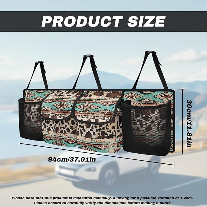 Tribal Car Trunk Organizer and Storage, Waterproof Backseat Hanging Organizer for SUV, Truck, Collapsible Cargo Storage Bag with 4 Pockets, Car Interior Accessories