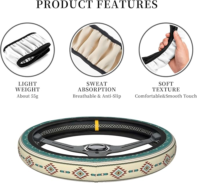 Western Steering Wheel Cover Cute Universal 15 Inch Car Accessories Protector for Women Fit Auto SUV Sedan Vans Trucks
