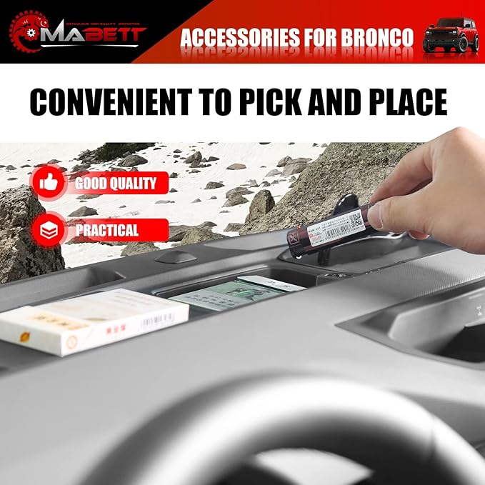 Mabett Car Dash Non-Slip Rubber Pad 3 PCS for Ford Bronco Accessories 2021 2022 2023 2024, Non-Slip Shock Proof Dashboard Mat fit Bronco 2/4-Door, Car Interior Cover Tray