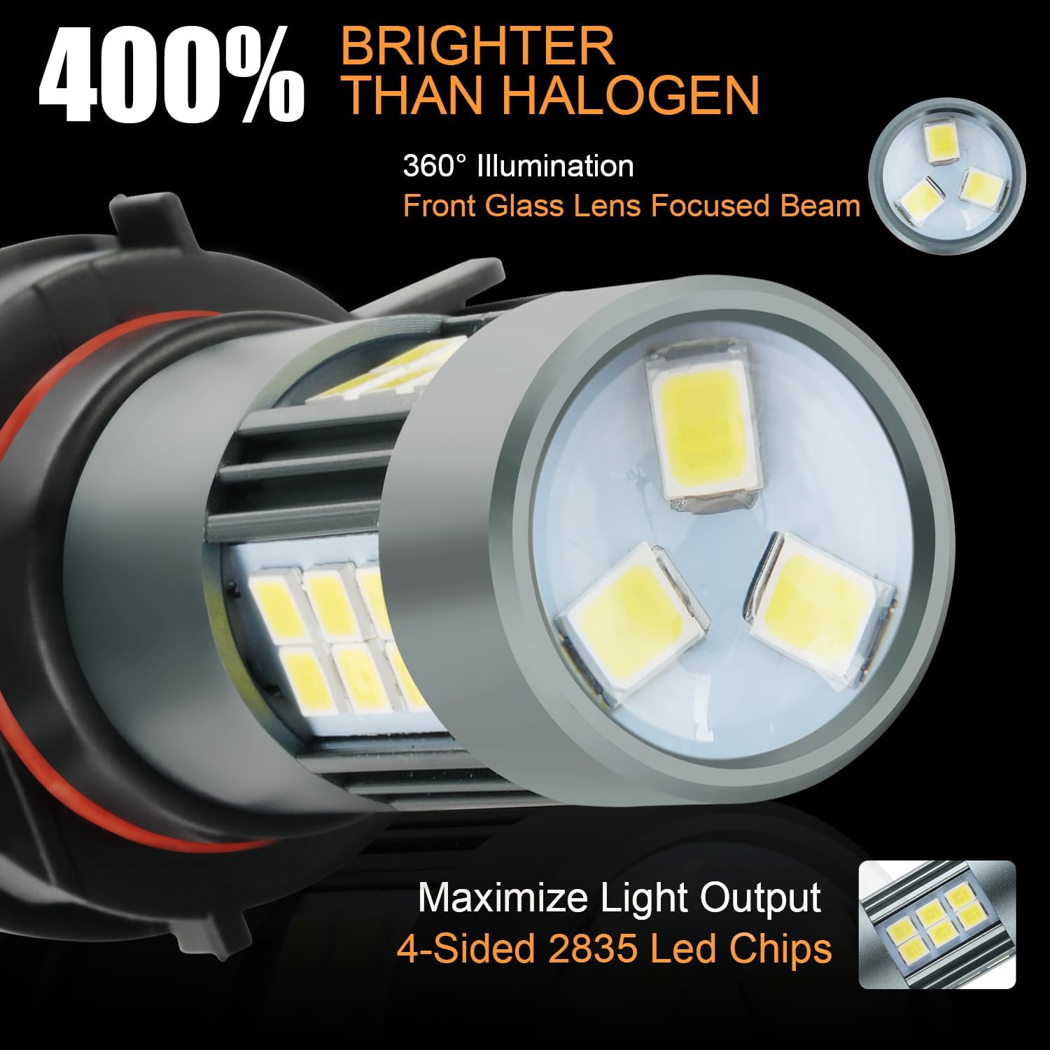 2504 LED Bulbs, PSX24W 12276 Fog Light 6500K Cool White, Pack of 2
