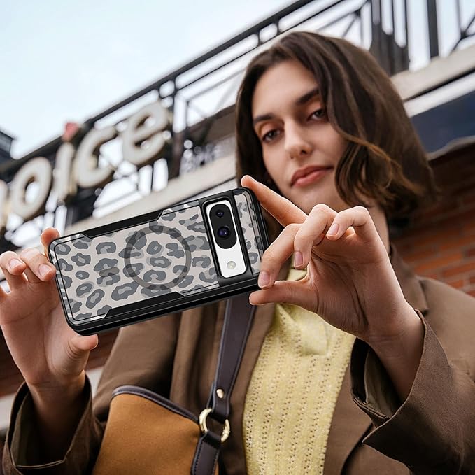 for Google Pixel 8A Case 6.1 Inch - Compatible with MagSafe Women Girls Cute Magnetic Protective Cover Cool Fun Unique Leopard Heavy Duty Shockproof Design for Google Pixel 8A Phone Cases