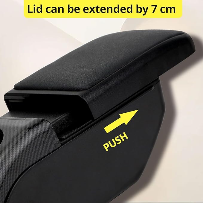 AULPHIKE Compatible with Nissan Note Armrest E-Power Car Center Console Organizer Armrests Double Layer Storage with USB Ports（Black Style）