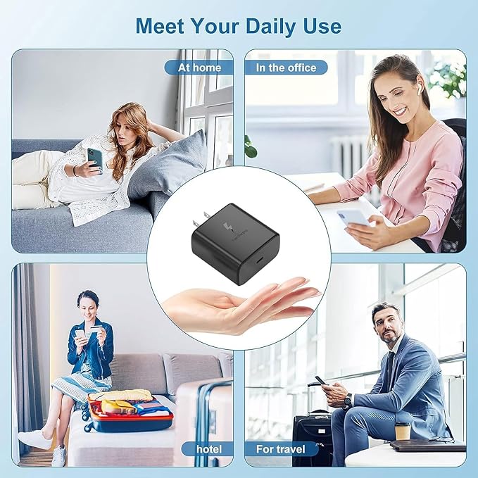 45W Fast Charger, USB C Port Adapter, Wall-Mounted Cube Charging Block.Type-c Mobile Phone Charger with C to C Cable is Suitable for Samsung S25/S24/S23/S22/S21, Galaxy, and More. (Black, 4-pack-45w)