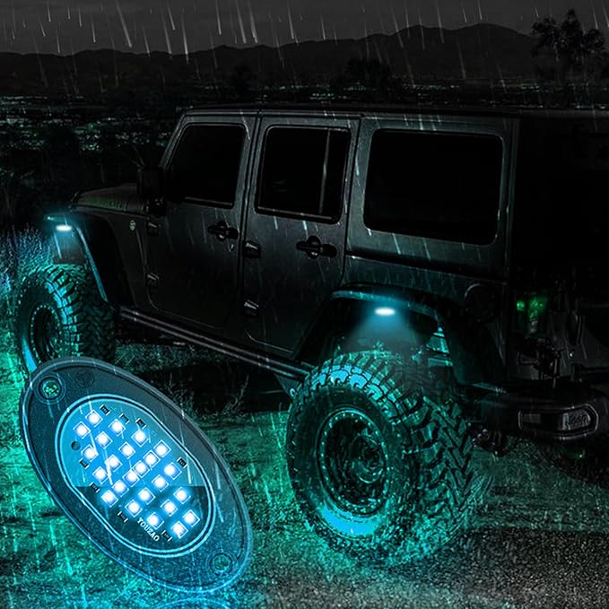 10 Pods Rock Lights Pure LED Lights for Car SUV Ambient Underglow Lights Waterproof Neon Trail Rig Lamp Lighting for Truck