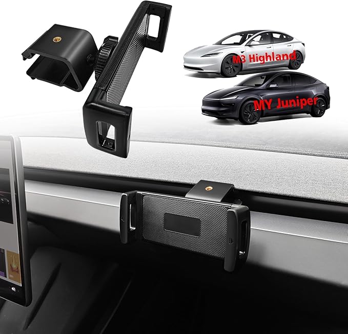 BestEvMod Dashboard Car 1/4 Screw Mount Phone Holder Tablet Mag Safe Compatible with Refreshed Tesla Model Y Juniper Model 3 Highland fits for All Phones & Android 360° Adjustable (Tablet Holder)