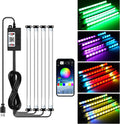 Car Led Interior Foot Well Light Strip Under Dash Bendable PVC Housing RGB 48LEDs Customizable 210 Modes Static Chase Gradient Strobe, Timer App Switch Control, USB 5V, No Remote
