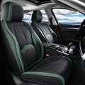 Coverado Automotive Seat Covers Front Seats, Leather Seat Covers 2 Pack, Black Green Car Seat Cover, Waterproof Car Seat Protector with Lumbar Support, Front Seat Covers Universal Fit for Most Cars