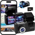 Dashcam Front and Rear Camera, 𝟒𝐊 UHD Dual Channel Dash Cam,WiFi - App Control, G-Sensor, Loop Recording, 170° Wide Angle, Night Vision, 3.6" IPS, S300 Dash Camera for Cars with 32GB Card