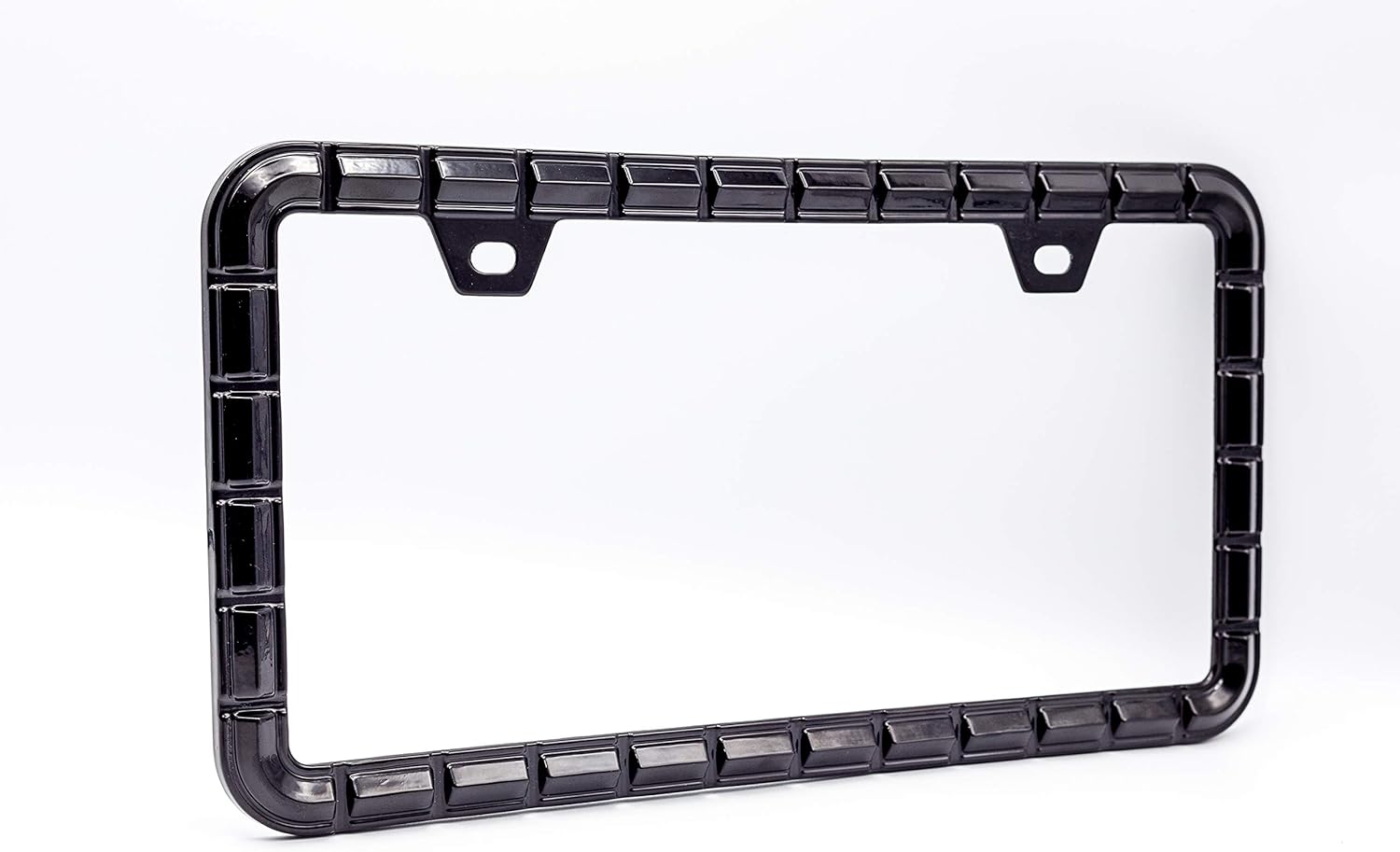 3D Chrome License Plate Frames, Pure Zinc Alloy Metal (Chain Pattern with Black Color)