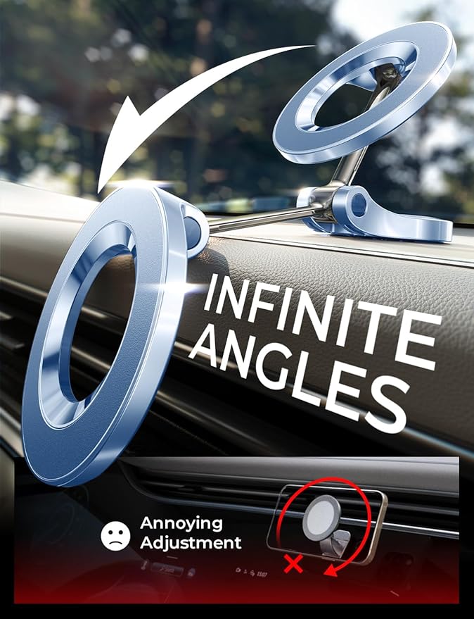 LISEN for iPhone MagSafe Car Mount [24 Strong Magnets] 360 Degrees Ultra Magnetic Phone Holder for Car Dashboard, Universal Car Phone Mount Magsafe Accessories for iPhone17 Pro Max Air 16 15 14, Blue