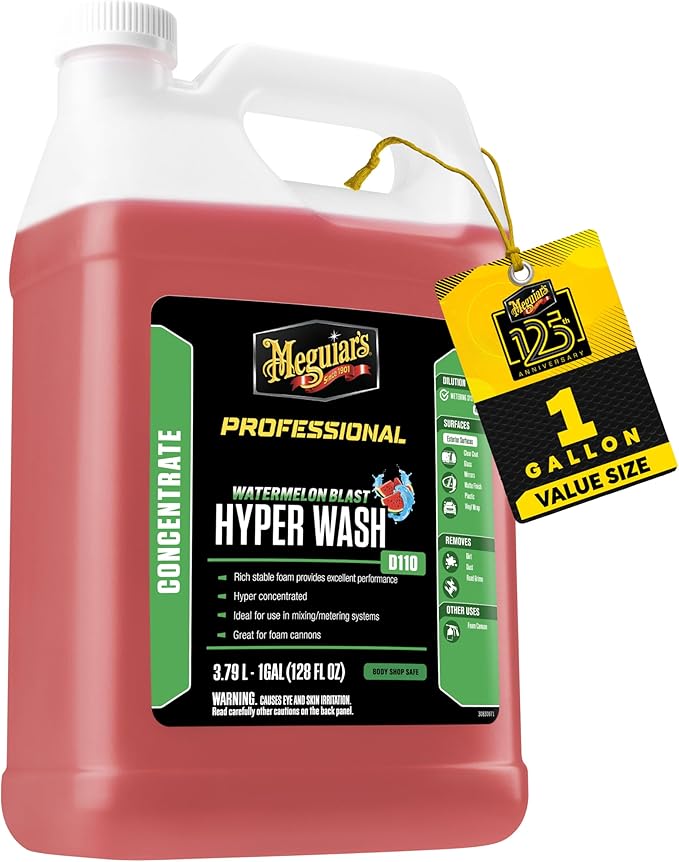 Meguiar's D110 Hyper Wash Foaming Car Wash, Lifts Off Dirt and Leaves a Rich Shine, Car Wash Soap Helps Preserve Wax, Highly Concentrated Formulation for Extended Use, 1 Gal