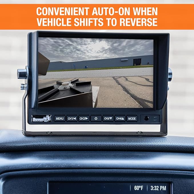 Buyers Products Rearview Backup 7 inch Camera, Rear Vehicle Observation System with Night Vision Monitor Kit for Trucks, RVs, Trailers, Vans and More, with Remote Control, 8883000, Black
