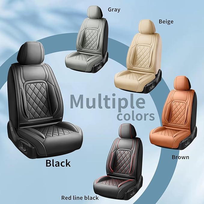 Fit Tucson Car Seat Covers Compatible with Hyundai Tucson 2010-2026, Premium Leather Breathable, Wear Resistant, Airbag Compatible, All-Weather Protection & Full Coverage, 2 Front Seat Brown