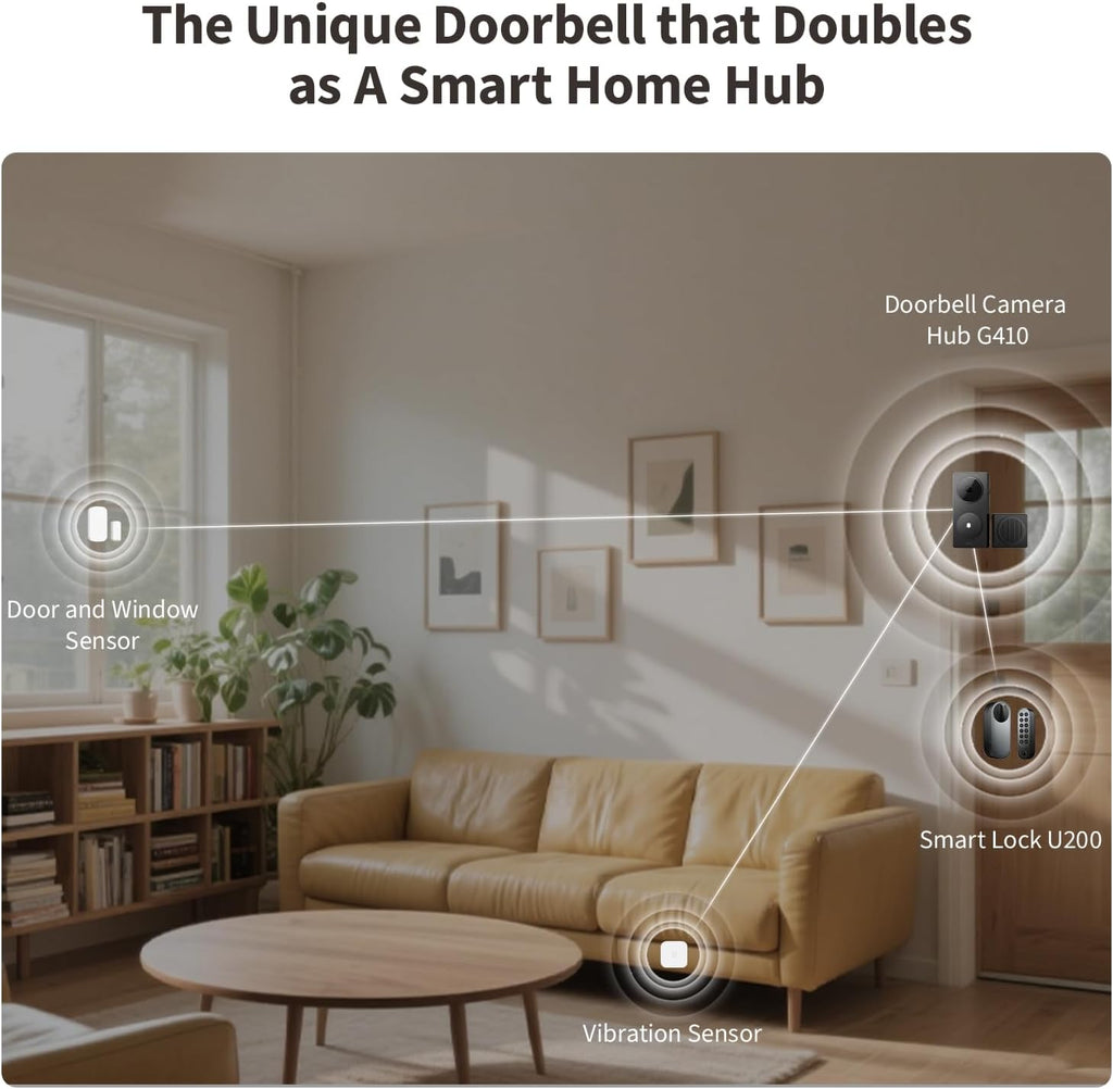 Aqara Smart Doorbell Camera G410 with Chime, 2K, HomeKit Secure Video, 2-Way Audio, Built-in Matter Hub, Wireless/Wired, Supports Apple Home, Alexa, Google, Home Assistant, 2.4G/5GHz Wi-Fi, Black