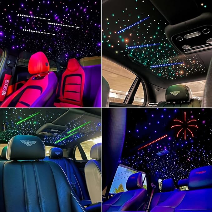 AZIMOM Dual Color 20w Twinkle Fiber Optic Starlight Headliner Kits Mixed 860pcs13.1ft, RGB Meteor Shooting Star, Sound Activated Remote APP Control Home Car Ceiling Décor