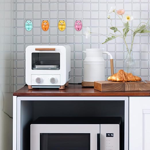4pcs Phone Charger Cord Holder Clips Cute Charger Cable Holder Self-Adhesive Cable Organizer Clips for Kitchen Table Home Office Car Colorful