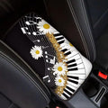 Coldinair Music Notes Car Armrest Cover,Piano Keys Auto Center Console Pad,Soft Seat Box Cover Protector Cushion,Daisy Car Accessories Decor for Most Cars,Sedan,Truck,SUV