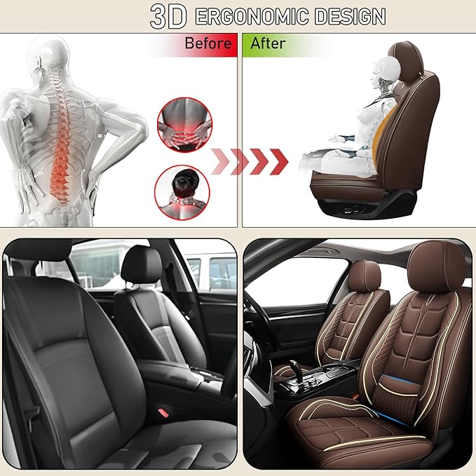 Leather Car Seat Covers Fit for Toyota Corolla iM 2017-2018, 5 Seater Car Seat Cover, Premium Waterproof, Scratch Resistant Car Interior Accessories (Full Set Coffee)