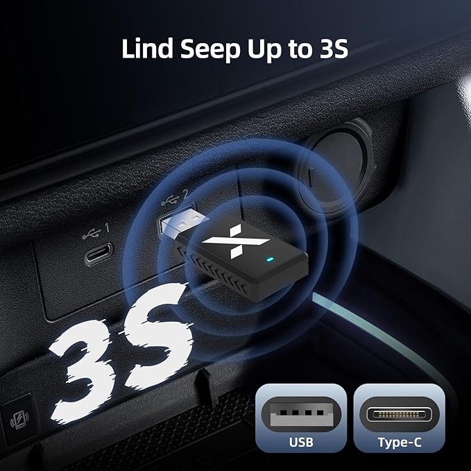 2-in-1 Wireless CarPlay Android Auto Adapter, Dual Chips, Heat Vent Car Play Dongle Compatible with Factory-Installed Wired CarPlay & AndroidAuto Features Car from 2016, for iPhone & Android Phone