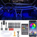Interior Car Lights, 9 in 1 Car LED Strip with Wireless APP/RF Remote/Button Control, 16 Million Colors Ambient Lighting Kit with 5 Fiber Optic LED Strips & 4 Under Dash Lights
