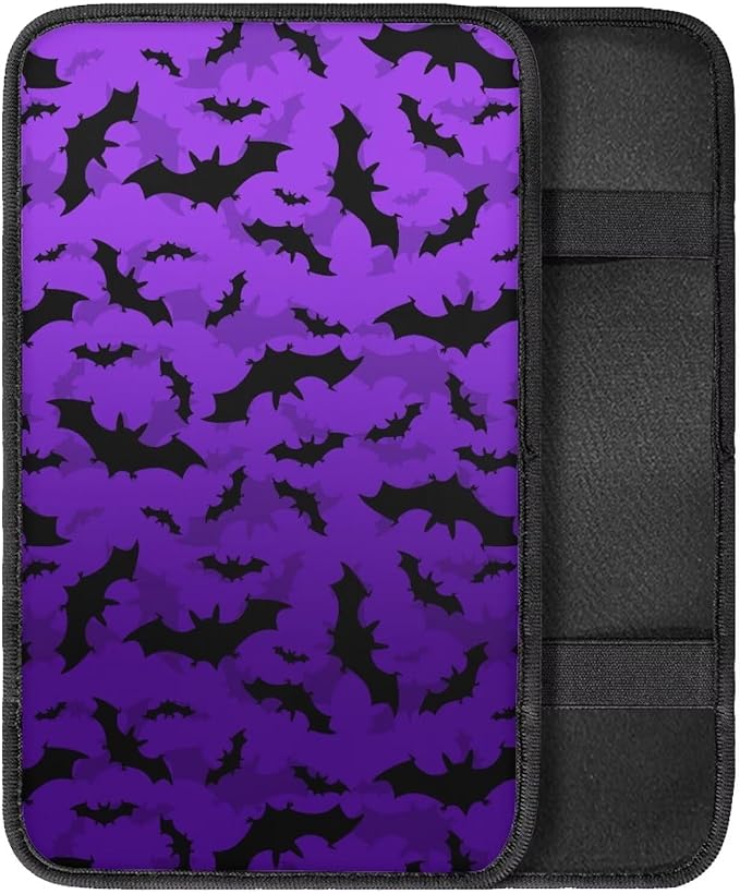 Purple Bat Vehicle Armrest Covers Armrest Seat Box Cover Protector Middle Storage Organizer Pad Aesthetic Interior Decor