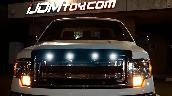 iJDMTOY 4pc Set Custom Retrofit Xenon White Front Grille Mesh Mount LED Lighting Kit Compatible with Trucks SUVs